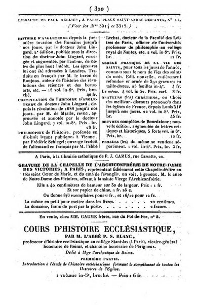 L'ami de la religion journal et revue ecclesiastique, politique et litteraire