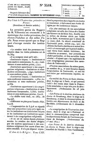 L'ami de la religion journal et revue ecclesiastique, politique et litteraire