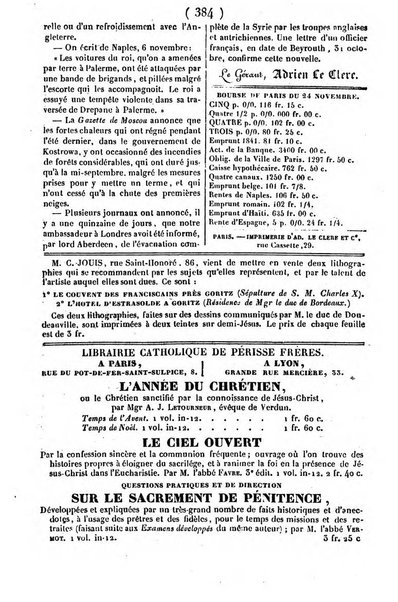 L'ami de la religion journal et revue ecclesiastique, politique et litteraire