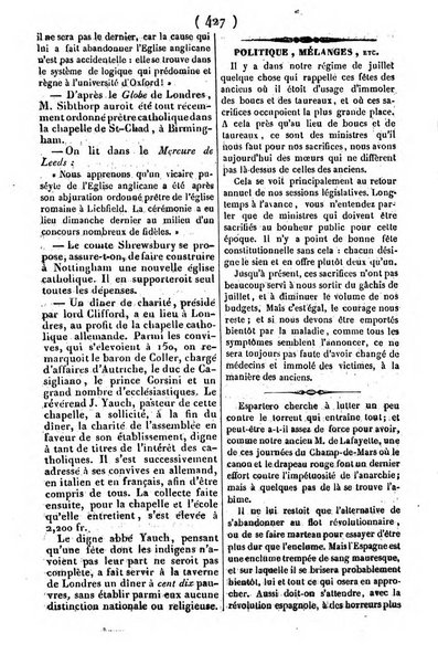 L'ami de la religion journal et revue ecclesiastique, politique et litteraire