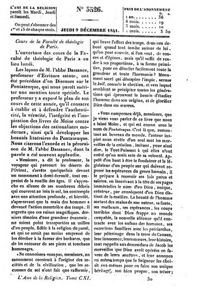 L'ami de la religion journal et revue ecclesiastique, politique et litteraire