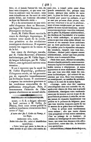 L'ami de la religion journal et revue ecclesiastique, politique et litteraire