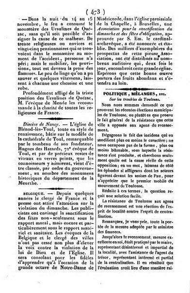 L'ami de la religion journal et revue ecclesiastique, politique et litteraire