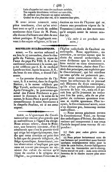 L'ami de la religion journal et revue ecclesiastique, politique et litteraire