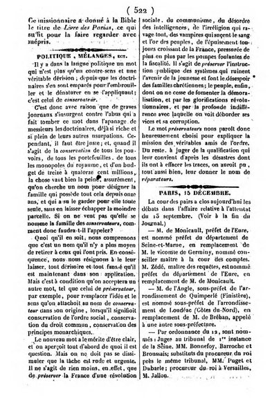 L'ami de la religion journal et revue ecclesiastique, politique et litteraire