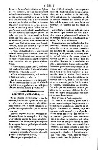 L'ami de la religion journal et revue ecclesiastique, politique et litteraire