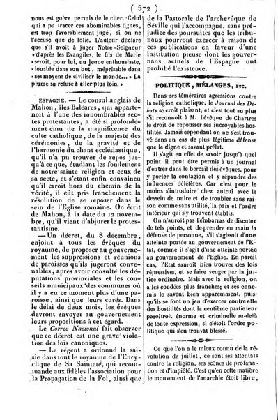 L'ami de la religion journal et revue ecclesiastique, politique et litteraire