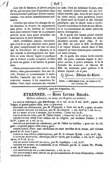 L'ami de la religion journal et revue ecclesiastique, politique et litteraire