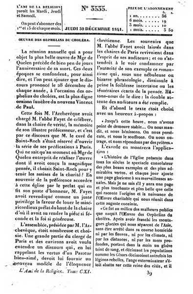 L'ami de la religion journal et revue ecclesiastique, politique et litteraire