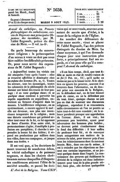 L'ami de la religion journal et revue ecclesiastique, politique et litteraire