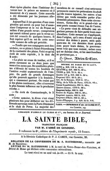 L'ami de la religion journal et revue ecclesiastique, politique et litteraire