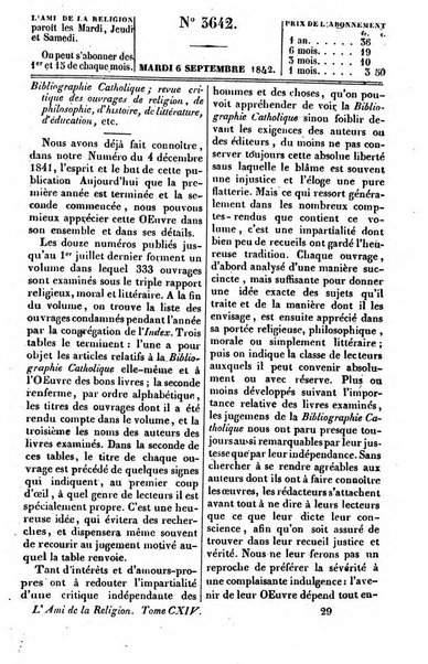 L'ami de la religion journal et revue ecclesiastique, politique et litteraire