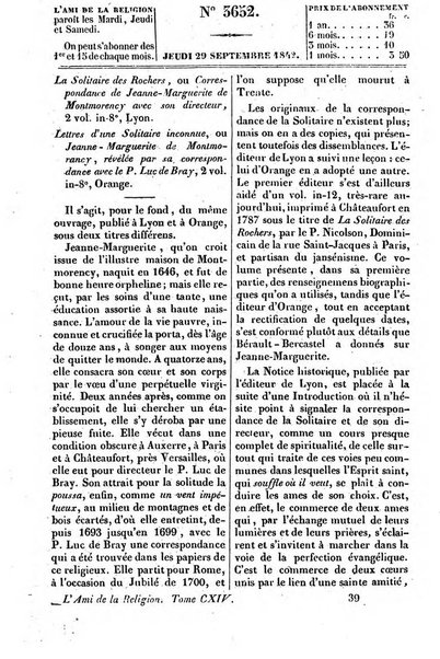 L'ami de la religion journal et revue ecclesiastique, politique et litteraire