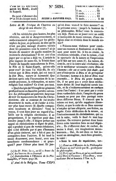 L'ami de la religion journal et revue ecclesiastique, politique et litteraire