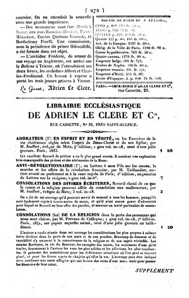 L'ami de la religion journal et revue ecclesiastique, politique et litteraire