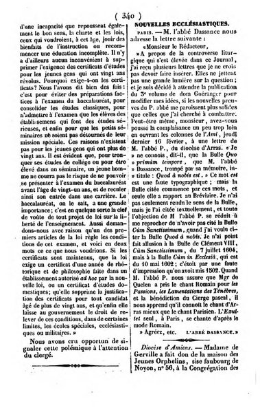 L'ami de la religion journal et revue ecclesiastique, politique et litteraire