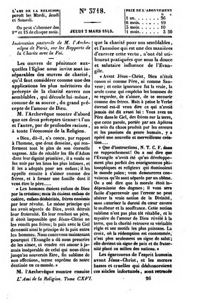 L'ami de la religion journal et revue ecclesiastique, politique et litteraire