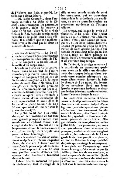 L'ami de la religion journal et revue ecclesiastique, politique et litteraire