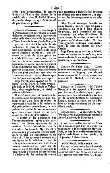 L'ami de la religion journal et revue ecclesiastique, politique et litteraire