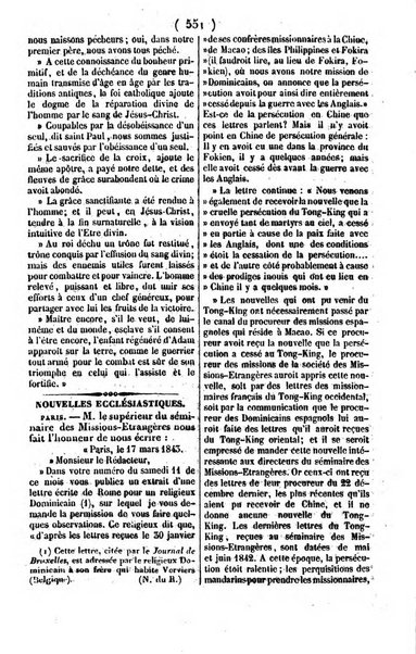 L'ami de la religion journal et revue ecclesiastique, politique et litteraire