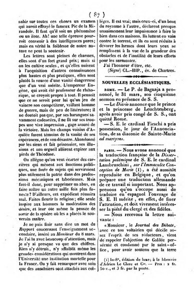 L'ami de la religion journal et revue ecclesiastique, politique et litteraire