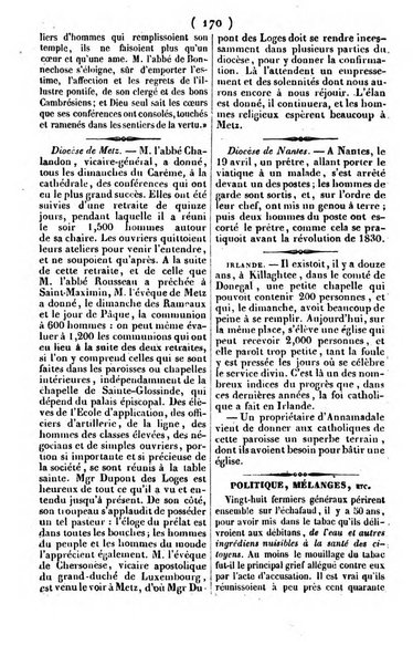 L'ami de la religion journal et revue ecclesiastique, politique et litteraire