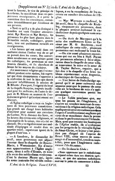 L'ami de la religion journal et revue ecclesiastique, politique et litteraire