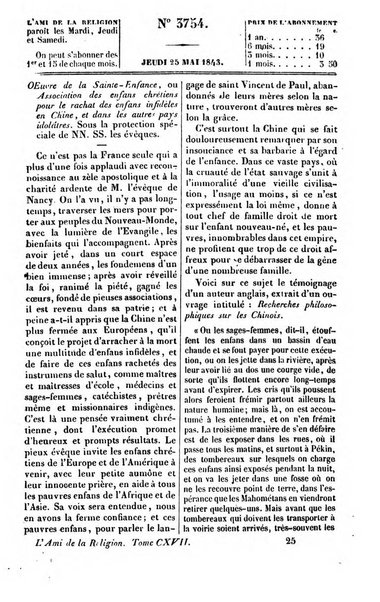 L'ami de la religion journal et revue ecclesiastique, politique et litteraire