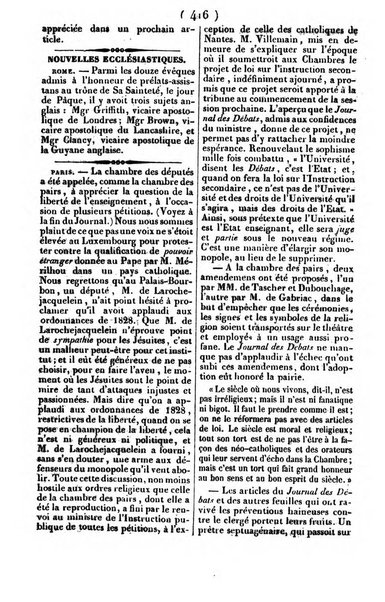 L'ami de la religion journal et revue ecclesiastique, politique et litteraire