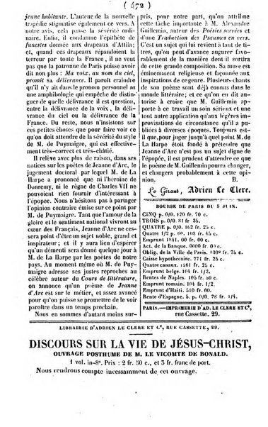 L'ami de la religion journal et revue ecclesiastique, politique et litteraire