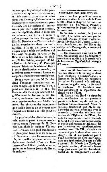 L'ami de la religion journal et revue ecclesiastique, politique et litteraire