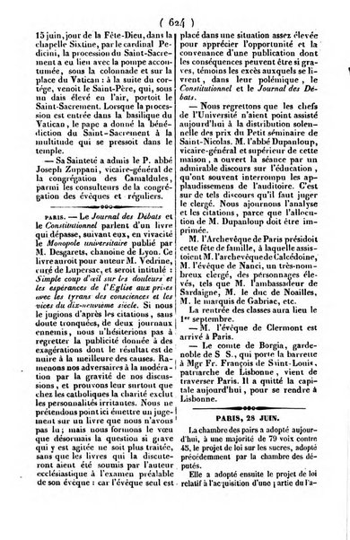 L'ami de la religion journal et revue ecclesiastique, politique et litteraire