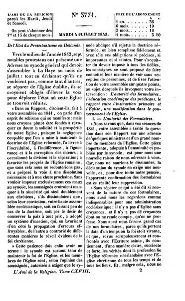 L'ami de la religion journal et revue ecclesiastique, politique et litteraire