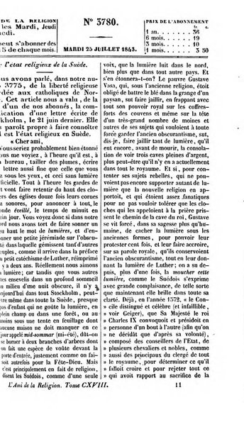 L'ami de la religion journal et revue ecclesiastique, politique et litteraire