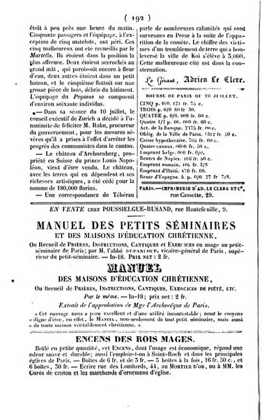 L'ami de la religion journal et revue ecclesiastique, politique et litteraire