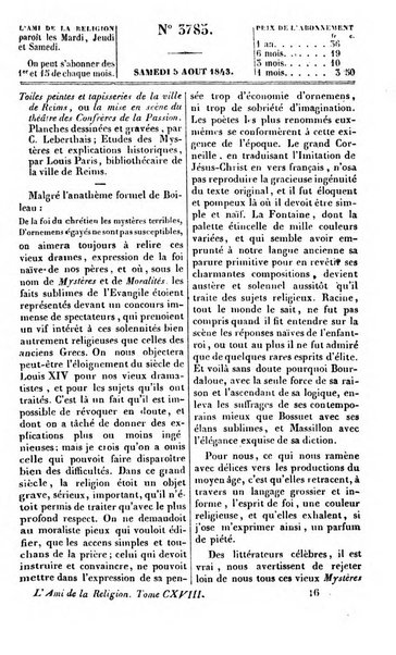 L'ami de la religion journal et revue ecclesiastique, politique et litteraire