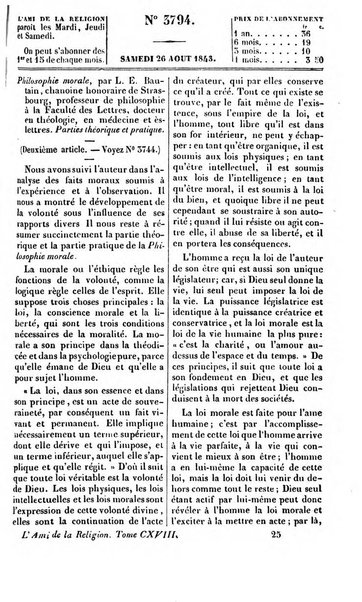 L'ami de la religion journal et revue ecclesiastique, politique et litteraire