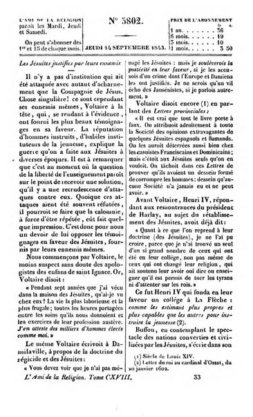 L'ami de la religion journal et revue ecclesiastique, politique et litteraire