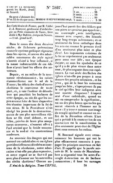 L'ami de la religion journal et revue ecclesiastique, politique et litteraire