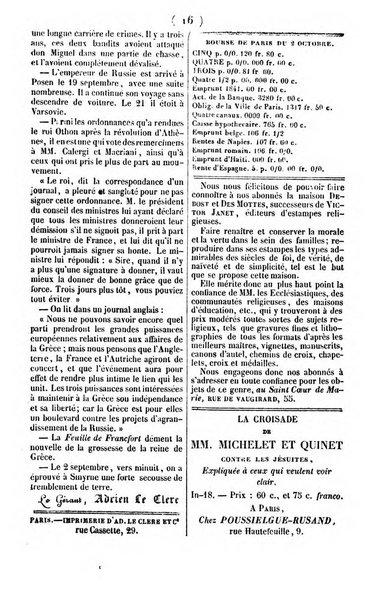 L'ami de la religion journal et revue ecclesiastique, politique et litteraire