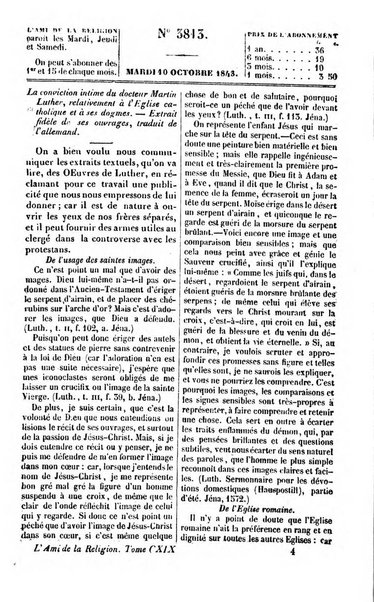 L'ami de la religion journal et revue ecclesiastique, politique et litteraire