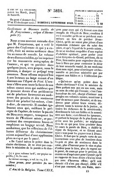 L'ami de la religion journal et revue ecclesiastique, politique et litteraire