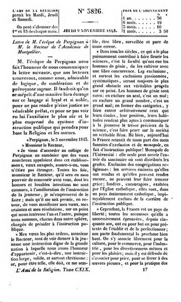 L'ami de la religion journal et revue ecclesiastique, politique et litteraire