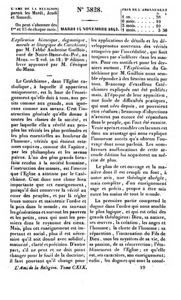 L'ami de la religion journal et revue ecclesiastique, politique et litteraire