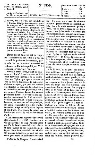 L'ami de la religion journal et revue ecclesiastique, politique et litteraire