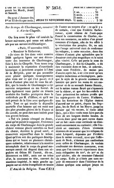 L'ami de la religion journal et revue ecclesiastique, politique et litteraire