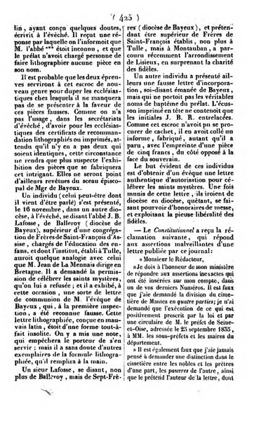 L'ami de la religion journal et revue ecclesiastique, politique et litteraire