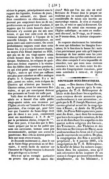 L'ami de la religion journal et revue ecclesiastique, politique et litteraire