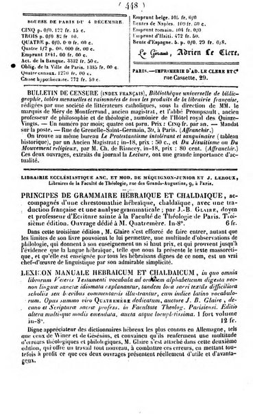 L'ami de la religion journal et revue ecclesiastique, politique et litteraire