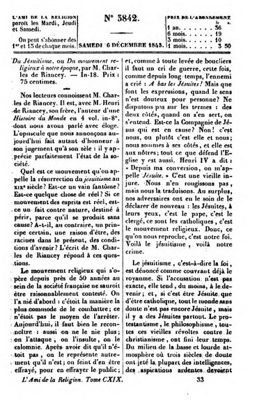 L'ami de la religion journal et revue ecclesiastique, politique et litteraire